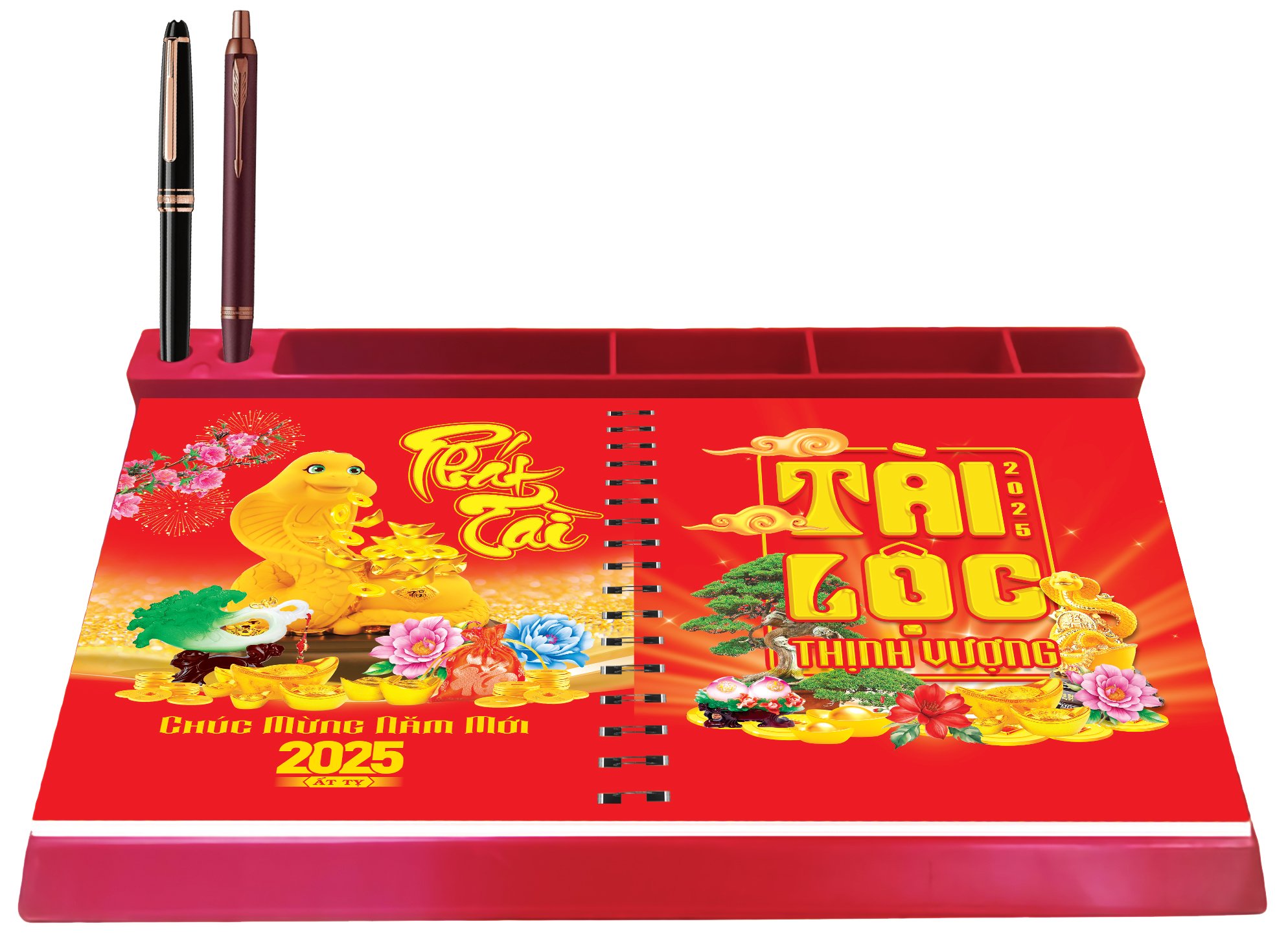 Bìa trước Lịch để bàn 53 tuần đế nhựa lò xo giữa (17x28) 2025